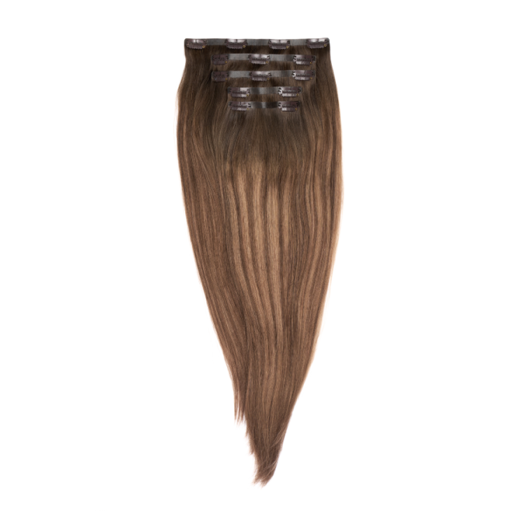 clip in hair rooted brown balayage